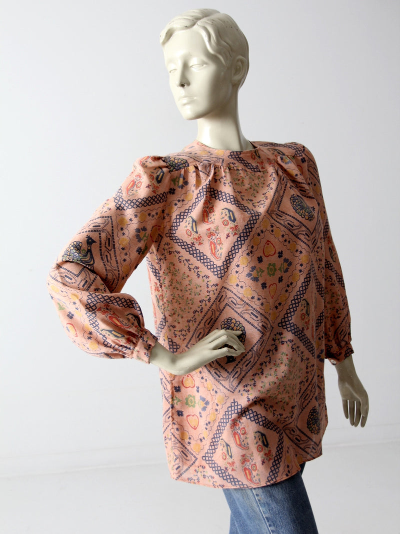 vintage 70s boho print blouse