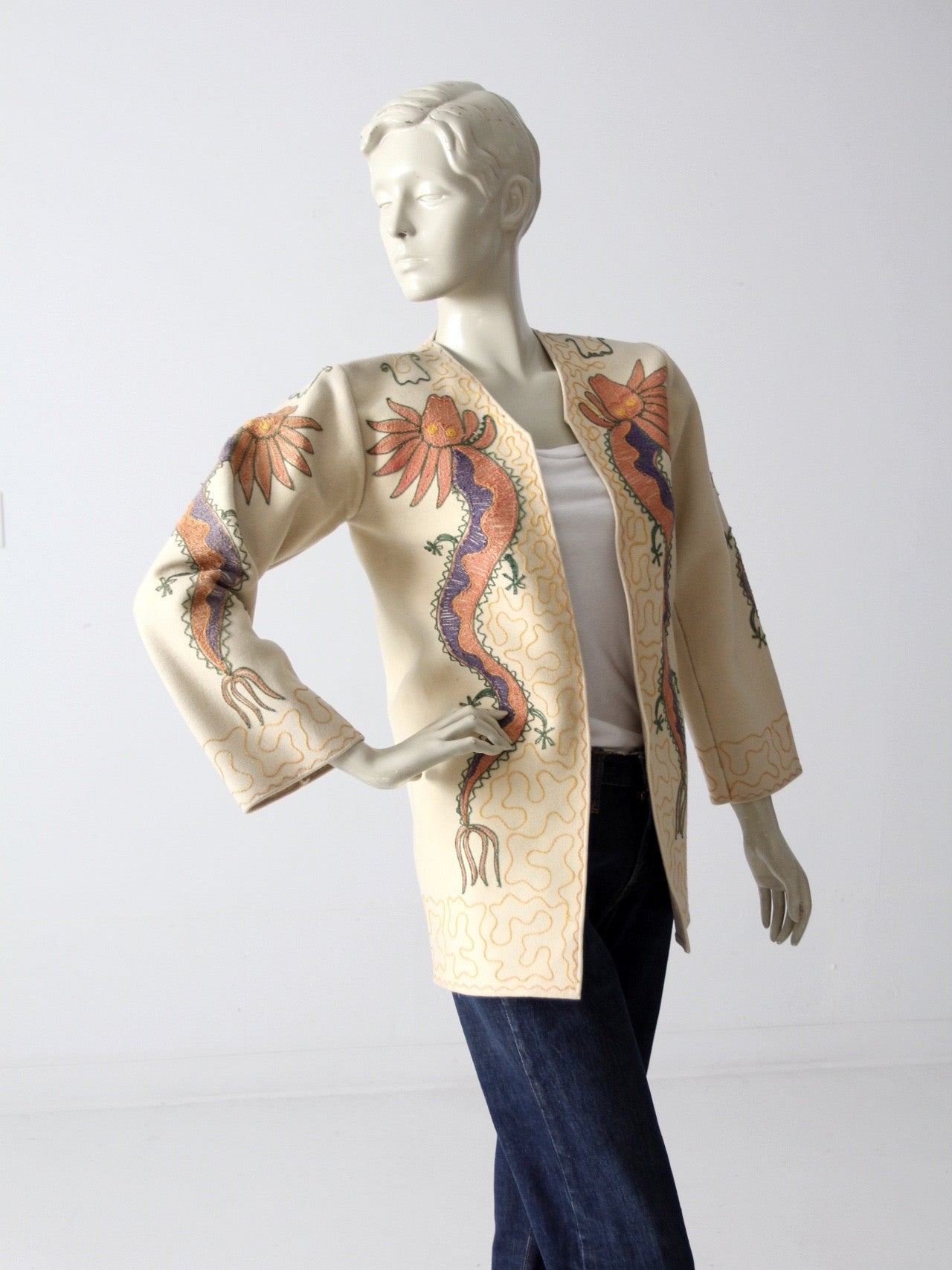 vintage 40s embroidered dragon wool tourist jacket