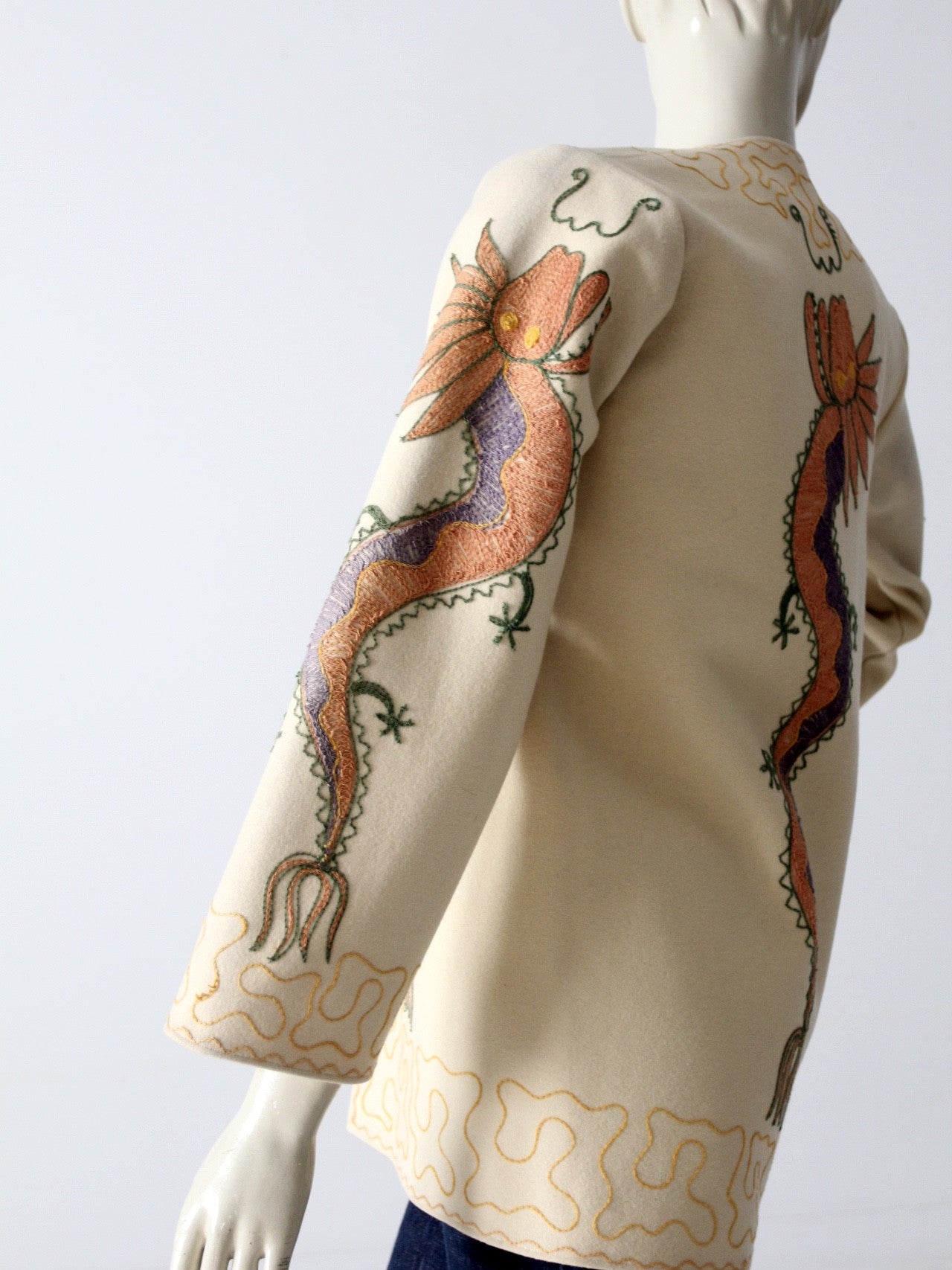 vintage 40s embroidered dragon wool tourist jacket