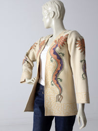 vintage 40s embroidered dragon wool tourist jacket