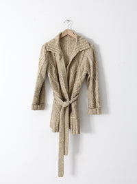 vintage 70s cable knit wrap cardigan