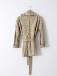vintage 70s cable knit wrap cardigan