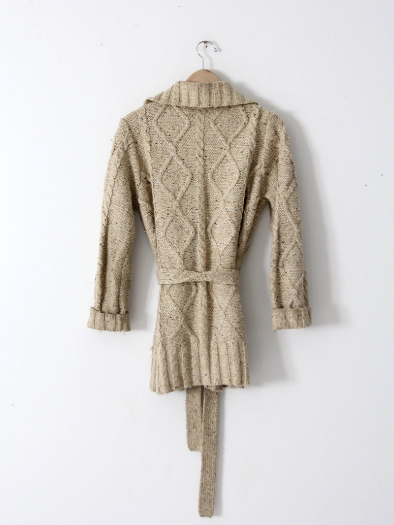 vintage 70s cable knit wrap cardigan