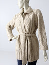 vintage 70s cable knit wrap cardigan