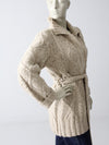 vintage 70s cable knit wrap cardigan