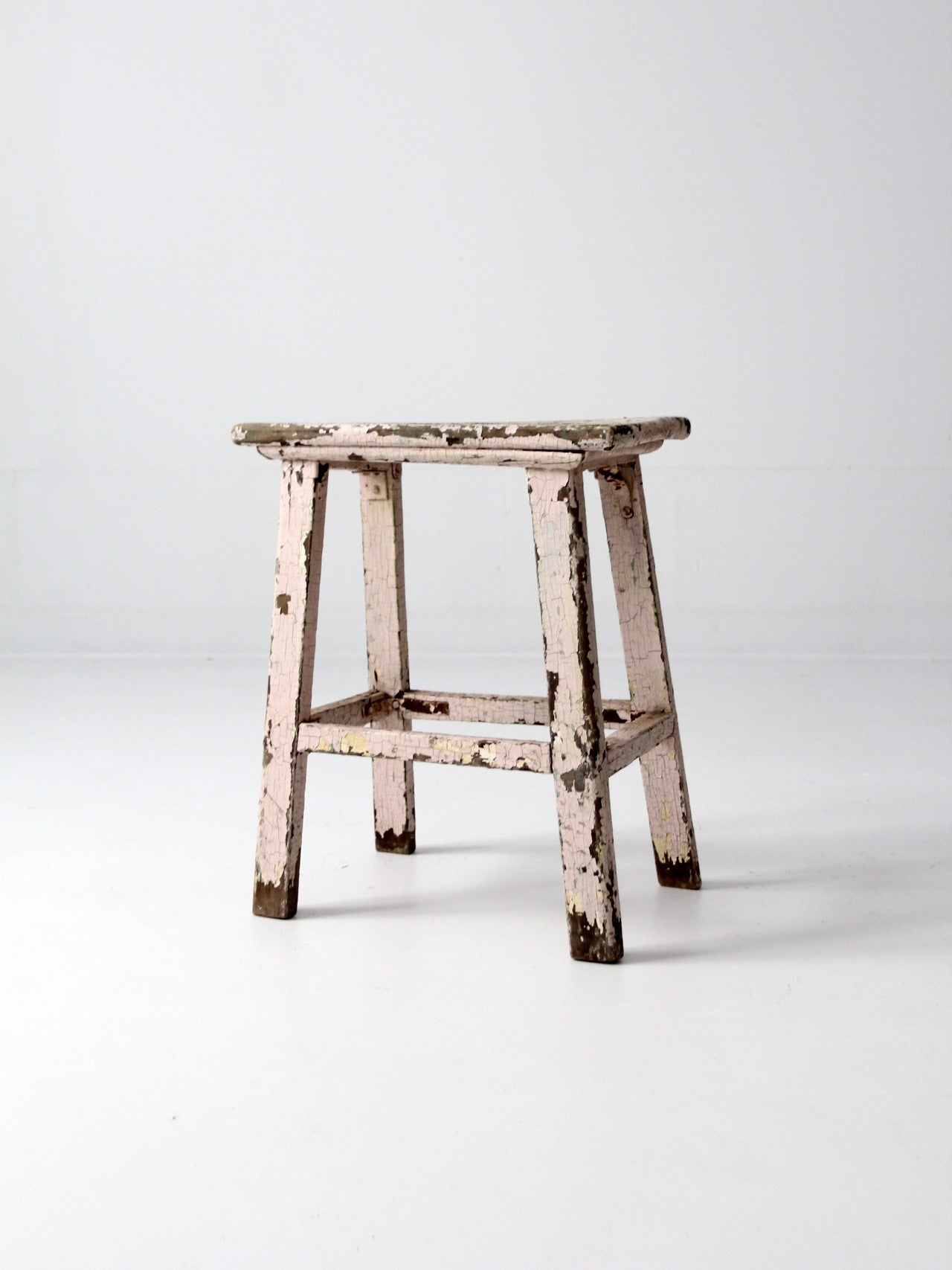 antique pink primitive stool