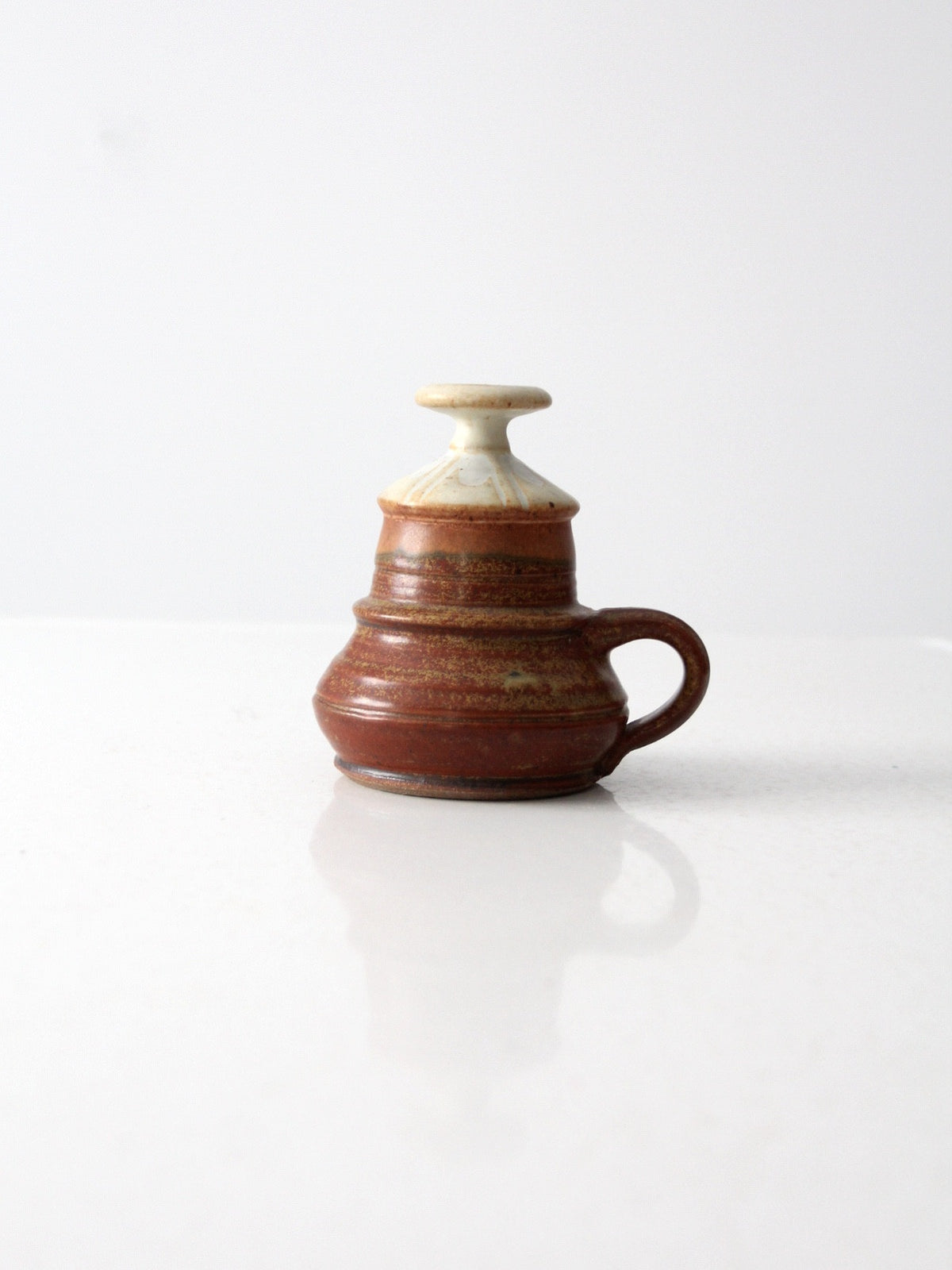 vintage studio pottery oil lamp by Charles Piatt