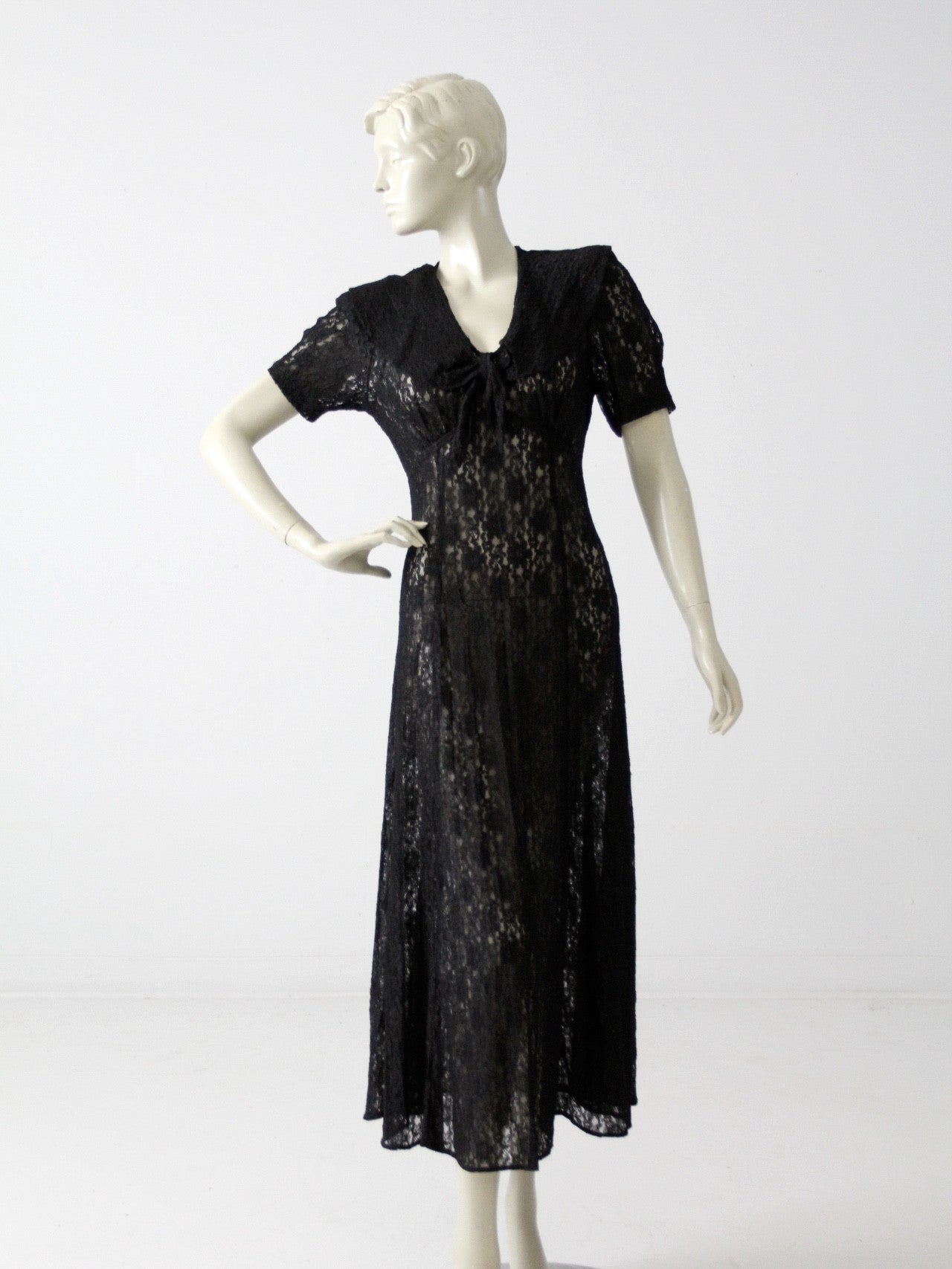 vintage 70s black lace maxi dress – 86 Vintage