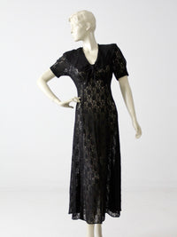 vintage 70s black lace maxi dress