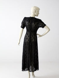 vintage 70s black lace maxi dress