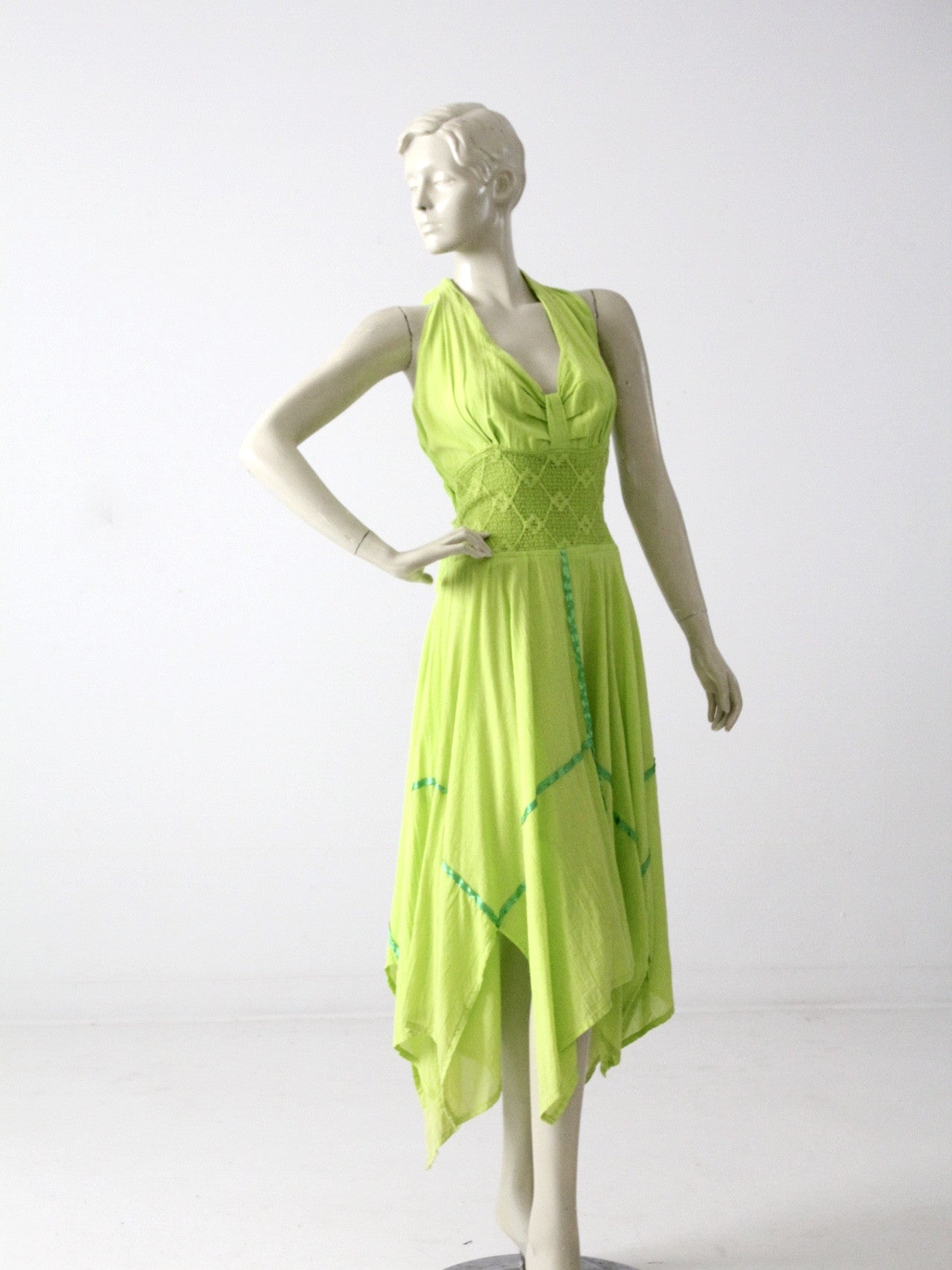 slim fit dress slacks Vintage 70s Gauze Halter Dress