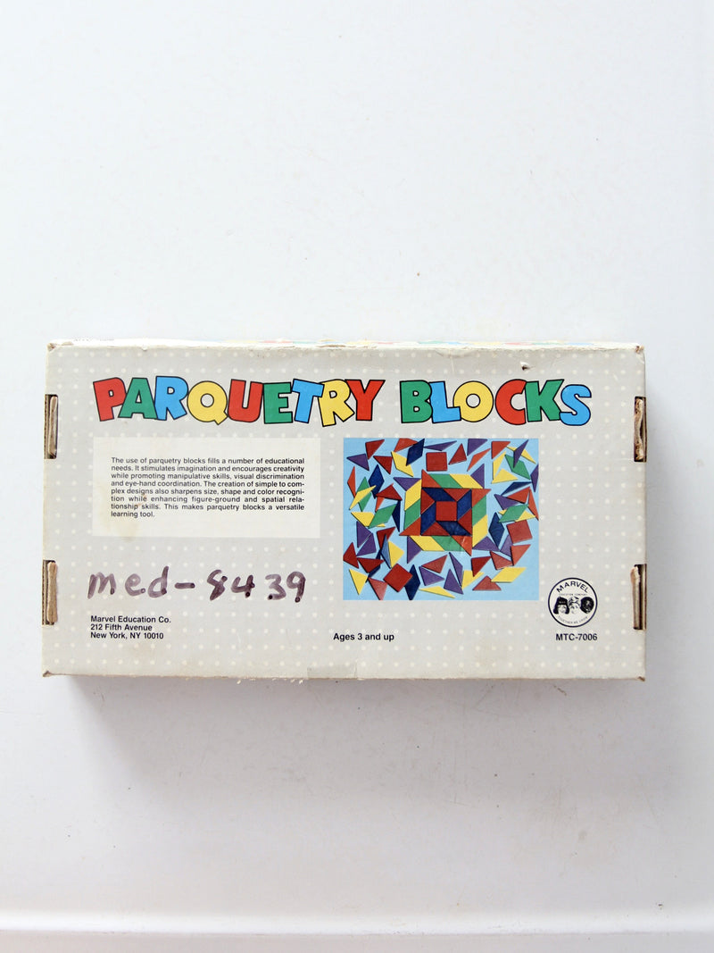 mid-century parquetry blocks set