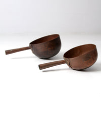 antique copper pans pair
