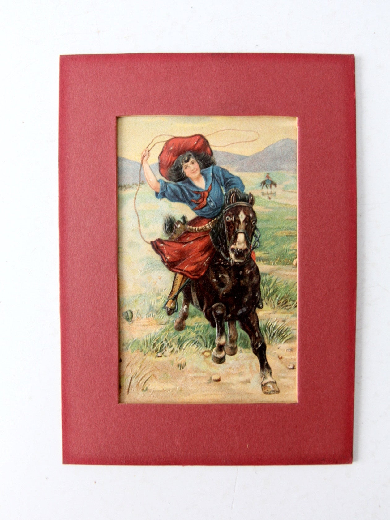 antique 1900s cowgirl postcard
