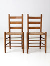 antique splint weave chair pair