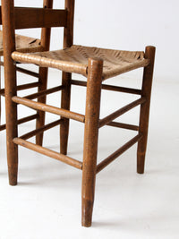 antique splint weave chair pair