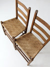 antique splint weave chair pair