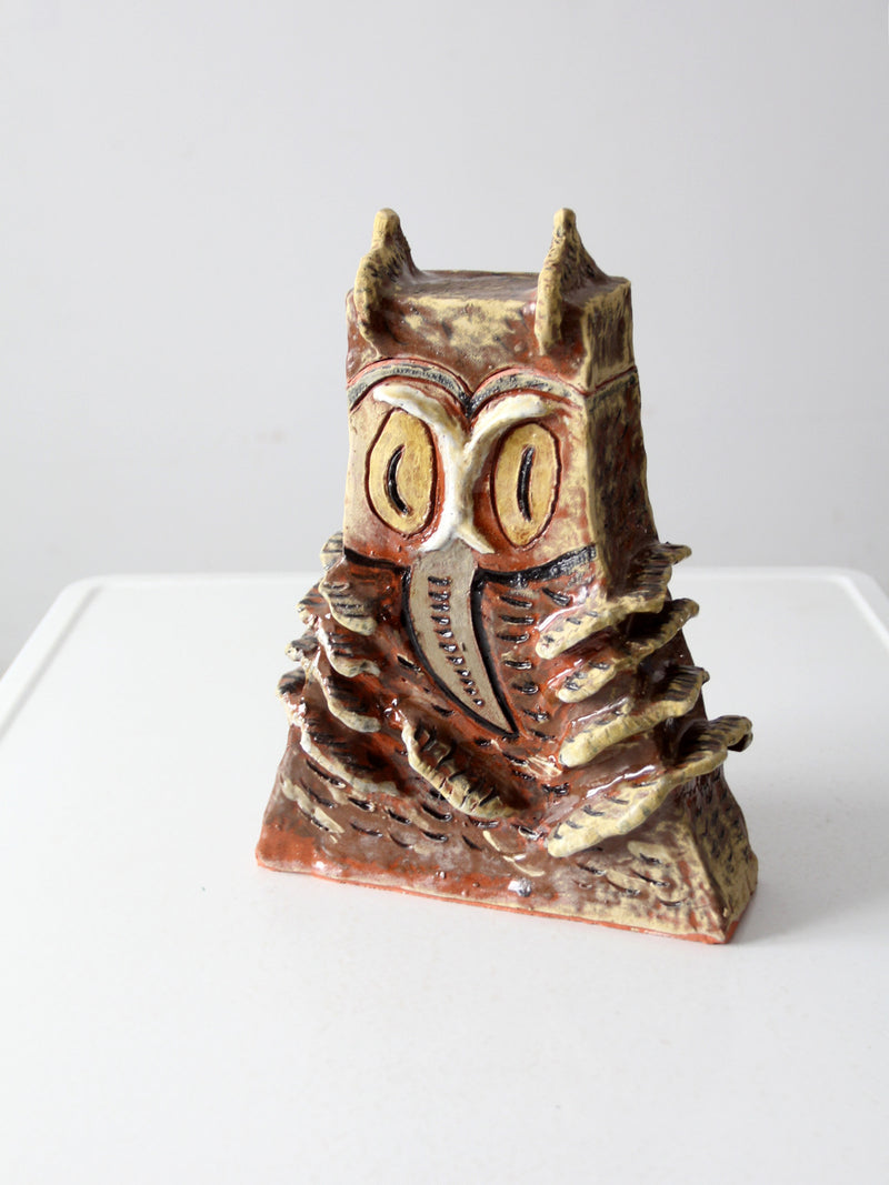 vintage Clare Holmberg studio pottery "Owl" jar
