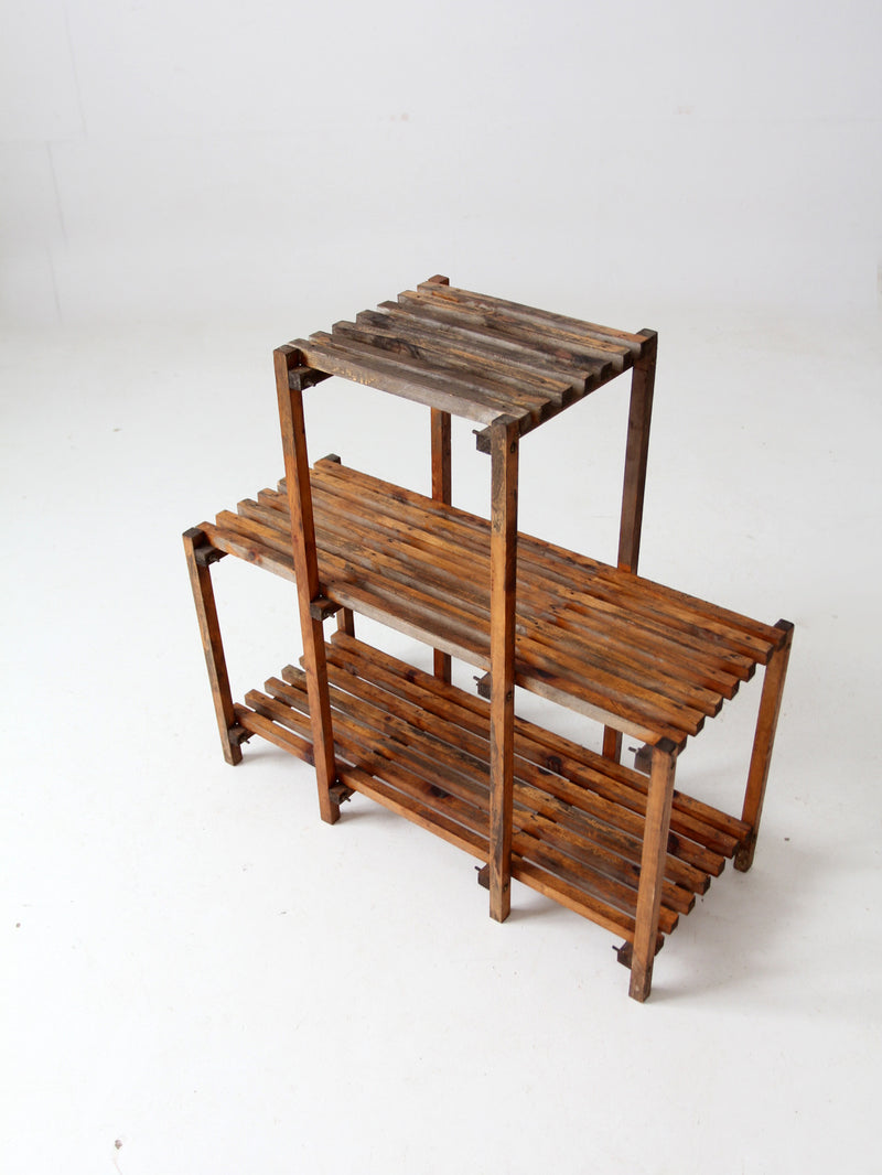 vintage tiered slat wood plant stand