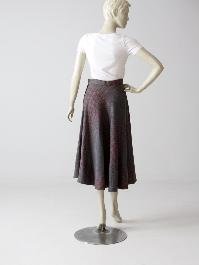 vintage 70s plaid wool skirt