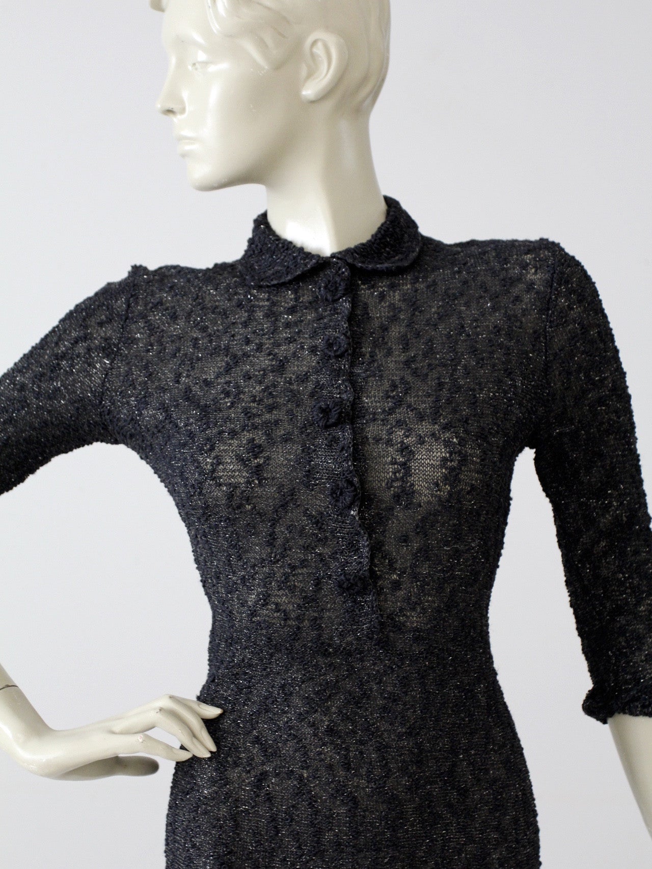 vintage 60s black knit mini dress