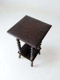 antique spool table with leather top