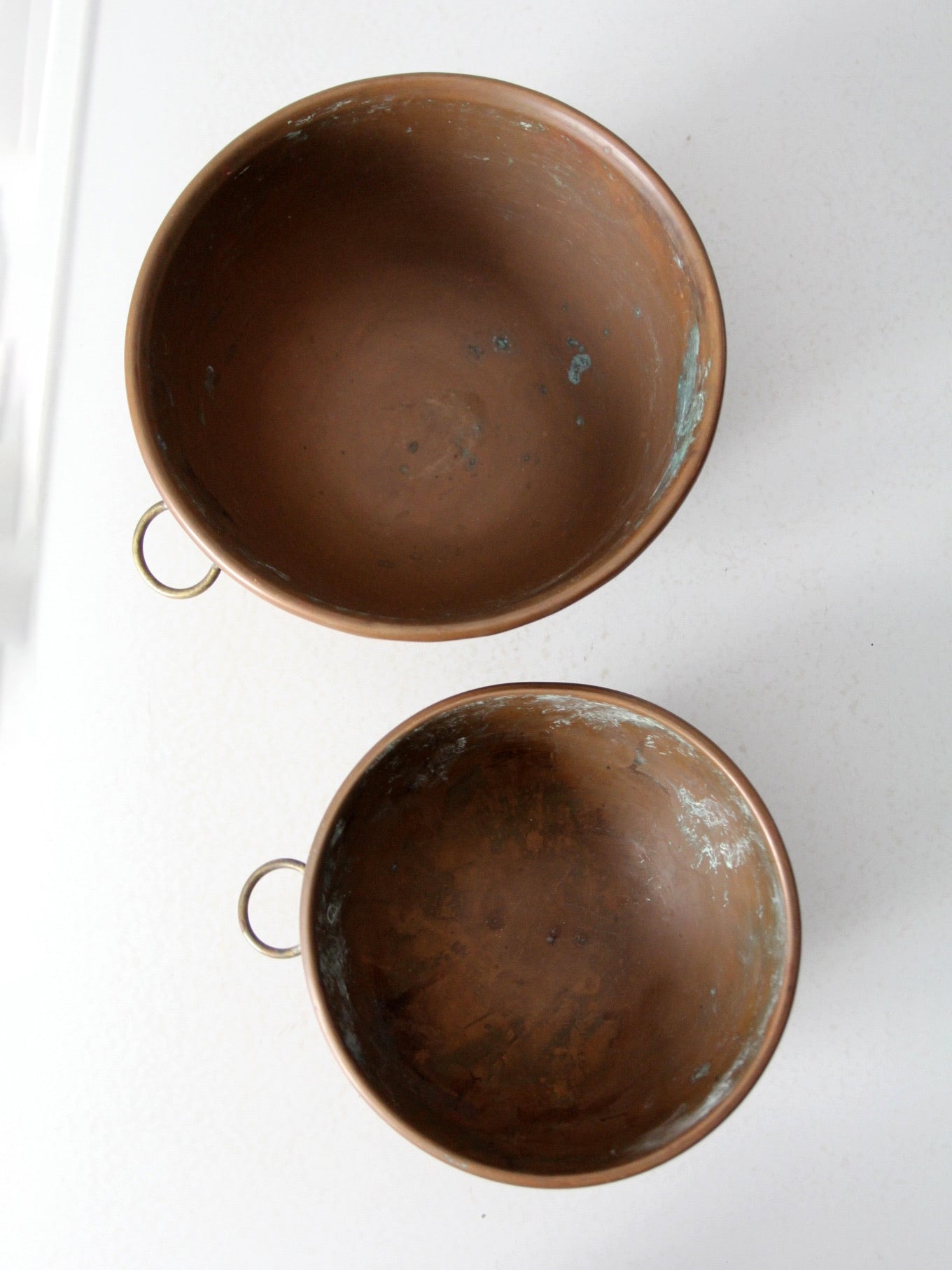 Four-Piece Antique Copper Mixing Bowl Set For Sale at 1stDibs