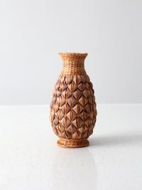 vintage wicker wrapped vase