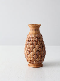 vintage wicker wrapped vase