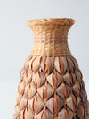 vintage wicker wrapped vase