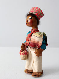 vintage Mexican folk art oil cloth doll