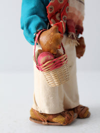 vintage Mexican folk art oil cloth doll