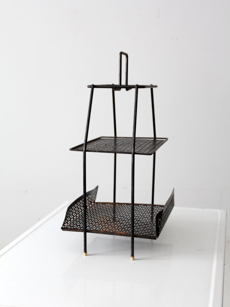 mid-century tiered metal stand