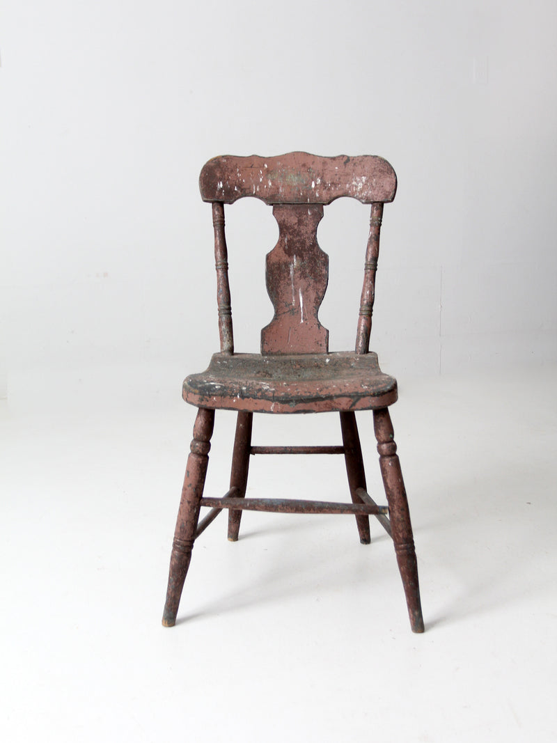 antique rustic fiddleback chair