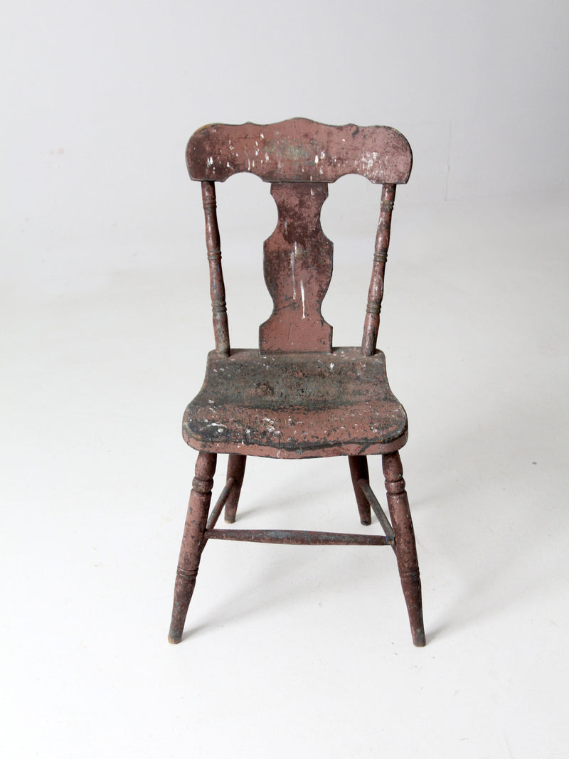 antique rustic fiddleback chair