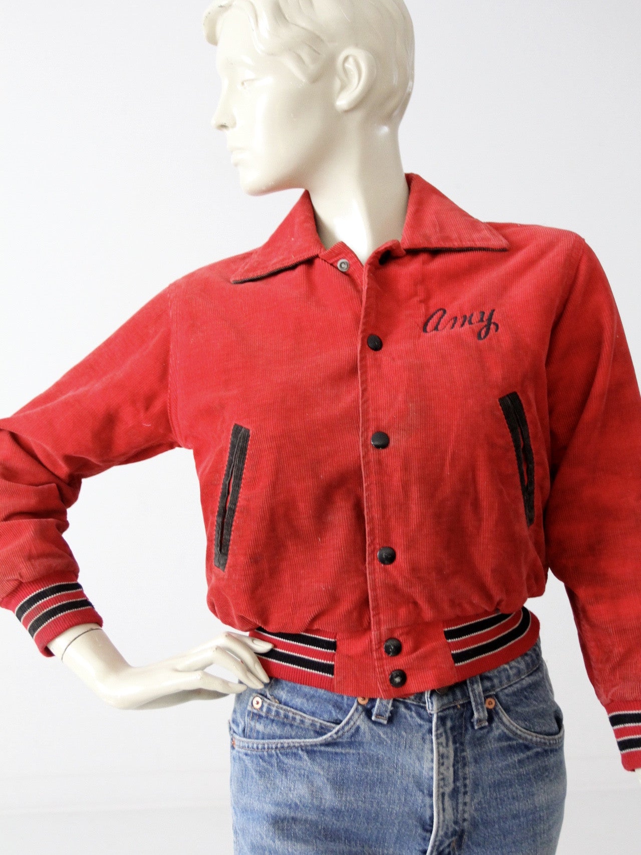 vintage 1980s corduroy soccer jacket