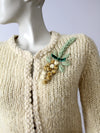 vintage 50s wool cardigan with velvet appliqué