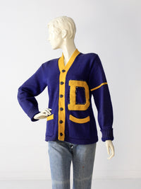 vintage 1950s school cheerleading cardigan sweater