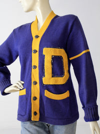 vintage 1950s school cheerleading cardigan sweater