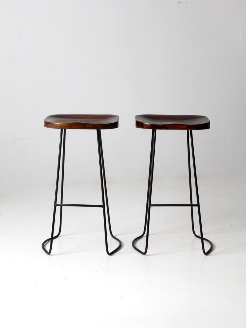 vintage hairpin leg stools pair