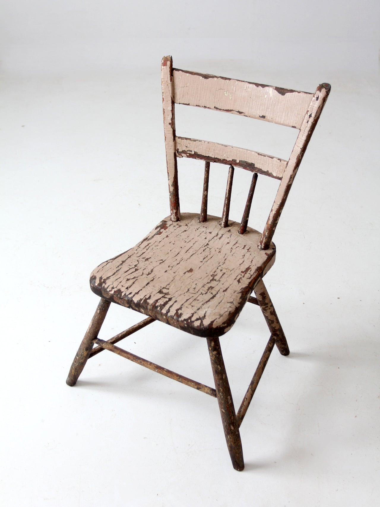 antique primitive plank seat chair – 86 Vintage