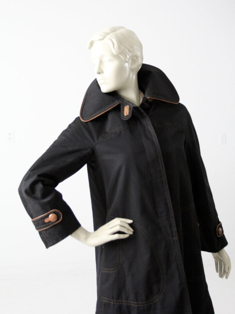 vintage Cortefiel black and tan trench coat