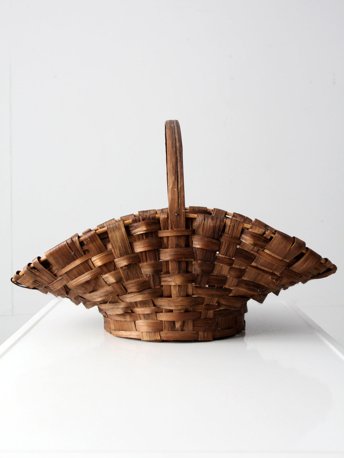 antique splint weave gathering basket