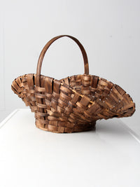 antique splint weave gathering basket