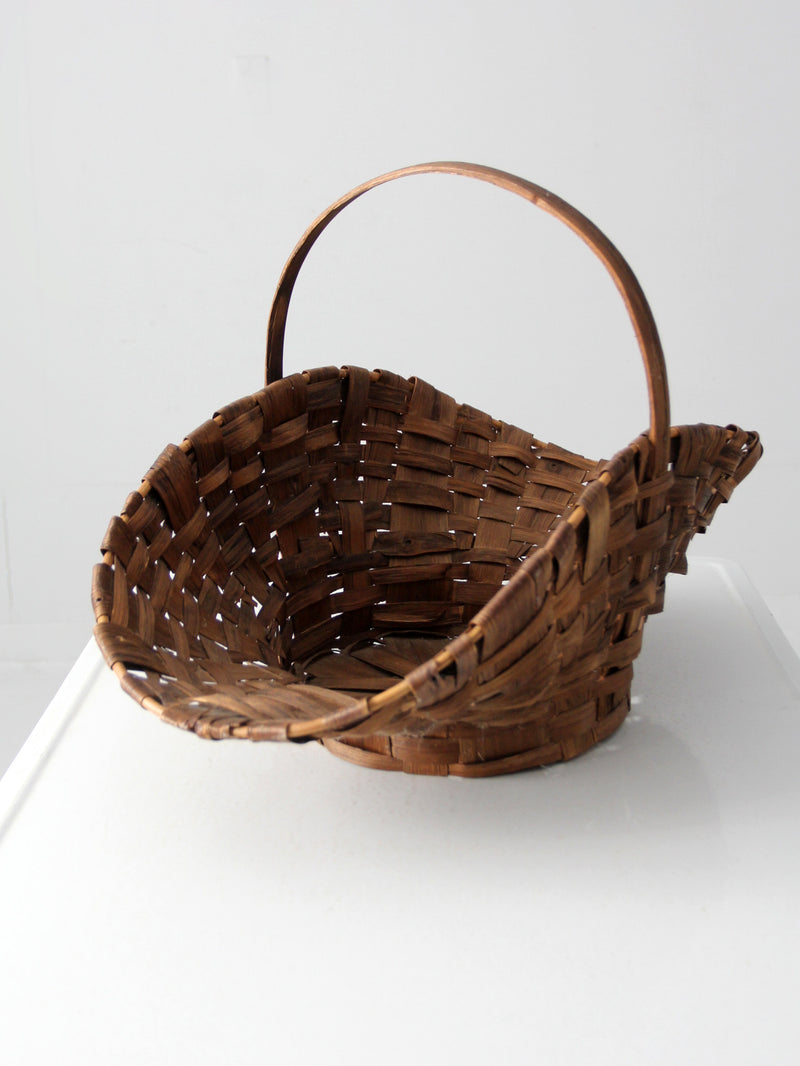 antique splint weave gathering basket