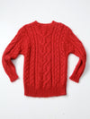 vintage mohair cable knit red sweater
