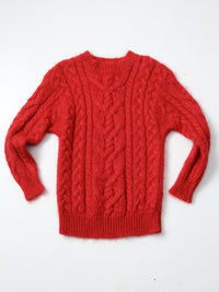 vintage mohair cable knit red sweater