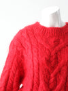 vintage mohair cable knit red sweater