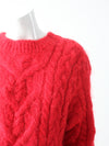 vintage mohair cable knit red sweater