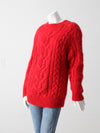 vintage mohair cable knit red sweater